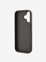 Guess Guess PU 4G štrasový zadný kryt s kovovým logom v tvare trojuholníka + crossbody popruh pre iPhone 16 hnedý