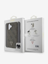 Guess Guess PU 4G štrasový zadný kryt s kovovým logom v tvare trojuholníka + crossbody popruh pre iPhone 16 hnedý
