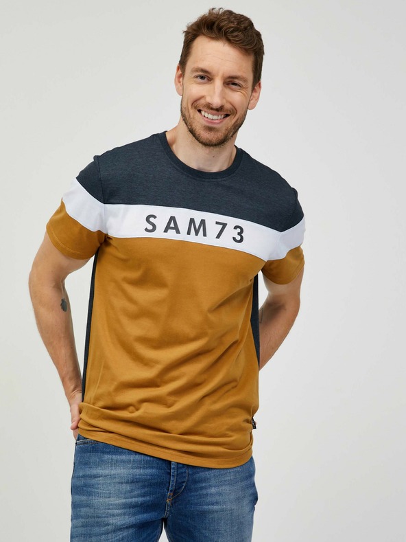 Sam 73 Šedohnedé pánske tričko SAM 73 Kavix