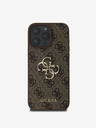 Guess Guess PU 4G zadný kryt s kovovým logom pre iPhone 16 Pro Max hnedý