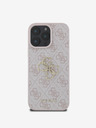 Guess Guess PU 4G Kovové logo Zadný kryt pre iPhone 16 Pro Ružový