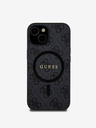 Guess Guess PU kožený 4G farebný prsteň MagSafe zadný kryt pre iPhone 15 čierny