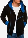 Ombre Clothing Modro-čierna pánska mikina na zips B297