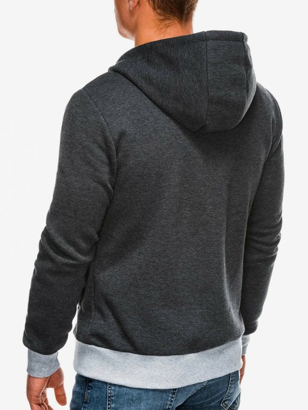 Ombre Clothing Tmavosivá pánska mikina na zips s kapucňou B297