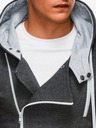 Ombre Clothing Tmavosivá pánska mikina na zips s kapucňou B297