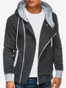 Ombre Clothing Tmavosivá pánska mikina na zips s kapucňou B297