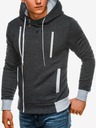Ombre Clothing Tmavosivá pánska mikina na zips s kapucňou B297