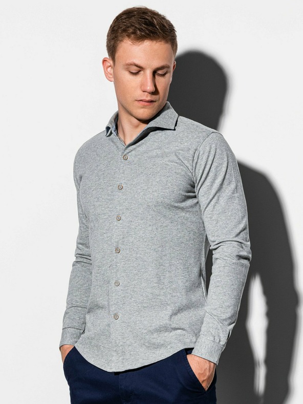 Ombre Clothing Šedá pánska košeľa K540
