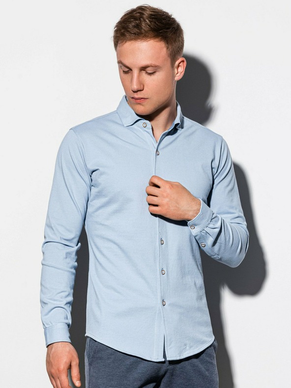 Ombre Clothing Svetlomodrá pánska košeľa K540