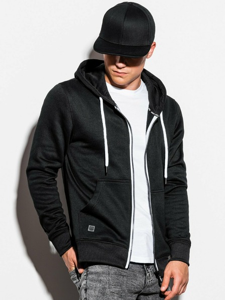 Ombre Clothing Čierna pánska základná mikina s kapucňou Ombre Oblečenie