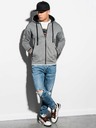 Ombre Clothing Ombre Clothing pánska sivá mikina na zips s kapucňou B1076