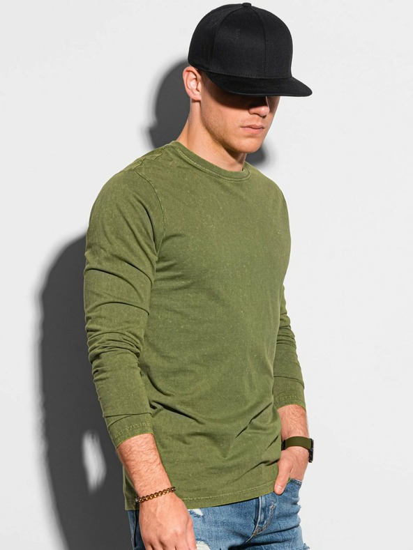 Ombre Clothing Zelené pánske základné tričko Ombre Clothing