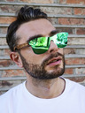 VEYREY VeyRey Drevené slnečné okuliare Nerd Stove Green Okuliare