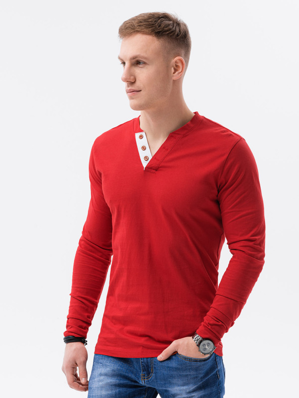 Ombre Clothing Červené pánske tričko Ombre Clothing L133