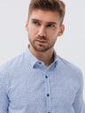 Ombre Clothing Svetlomodré pánske vzorované tričko Ombre oblečenie