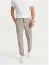 Ombre Clothing Svetlošedé pánske kockované nohavice Ombre Oblečenie
