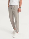 Ombre Clothing Svetlošedé pánske kockované nohavice Ombre Oblečenie