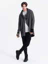 Ombre Clothing Tmavosivá pánska mikina s asymetrickým zapínaním Ombre Clothing