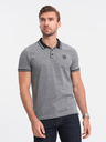 Ombre Clothing Čierne pánske pruhované polo tričko Ombre Clothing