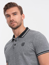 Ombre Clothing Čierne pánske pruhované polo tričko Ombre Clothing