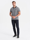 Ombre Clothing Čierne pánske pruhované polo tričko Ombre Clothing