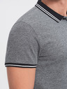 Ombre Clothing Čierne pánske pruhované polo tričko Ombre Clothing