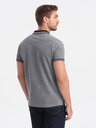 Ombre Clothing Čierne pánske pruhované polo tričko Ombre Clothing