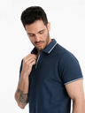 Ombre Clothing Tmavomodré pánske polo tričko bez gombíkov Ombre Clothing