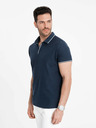 Ombre Clothing Tmavomodré pánske polo tričko bez gombíkov Ombre Clothing