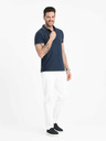 Ombre Clothing Tmavomodré pánske polo tričko bez gombíkov Ombre Clothing
