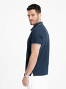 Ombre Clothing Tmavomodré pánske polo tričko bez gombíkov Ombre Clothing