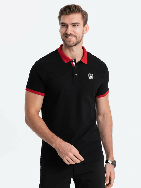 Ombre Clothing Čierna pánska polokošeľa Ombre Oblečenie