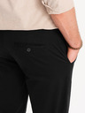 Ombre Clothing Čierne pánske chino nohavice s ozdobným opaskom Ombre Clothing