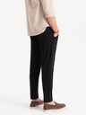 Ombre Clothing Čierne pánske chino nohavice s ozdobným opaskom Ombre Clothing