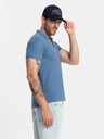 Ombre Clothing Modré pánske základné polo tričko Ombre Clothing