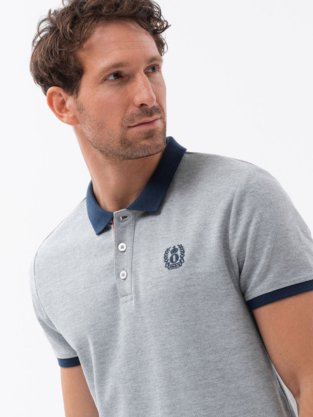 Ombre Clothing Šedé pánske polo tričko Ombre Clothing