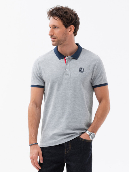 Ombre Clothing Šedé pánske polo tričko Ombre Clothing