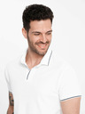 Ombre Clothing Biele pánske polo tričko bez gombíkov Ombre Clothing