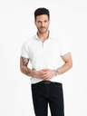 Ombre Clothing Biele pánske polo tričko bez gombíkov Ombre Clothing