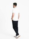 Ombre Clothing Biele pánske polo tričko bez gombíkov Ombre Clothing
