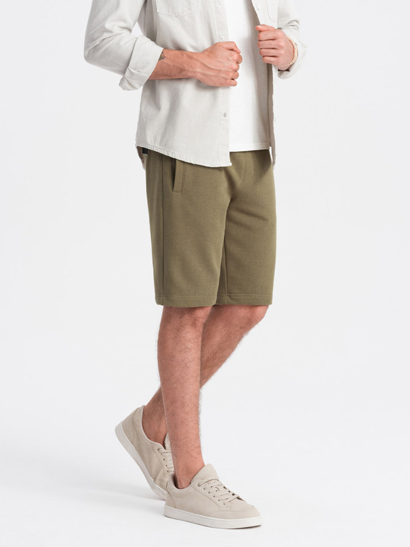Ombre Clothing Zelené pánske základné teplákové šortky Ombre Clothing