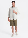 Ombre Clothing Zelené pánske základné teplákové šortky Ombre Clothing