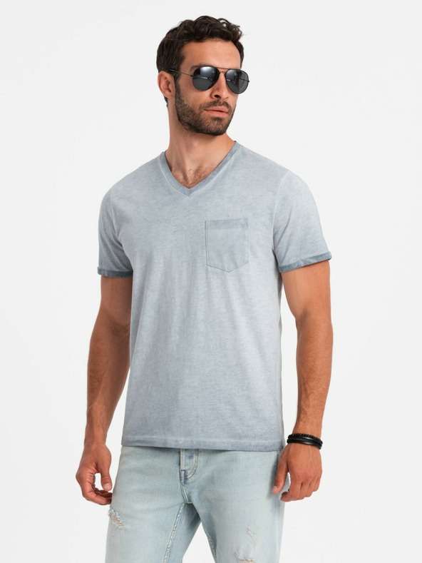 Ombre Clothing Ombre Clothing Šedé pánske prešívané tričko
