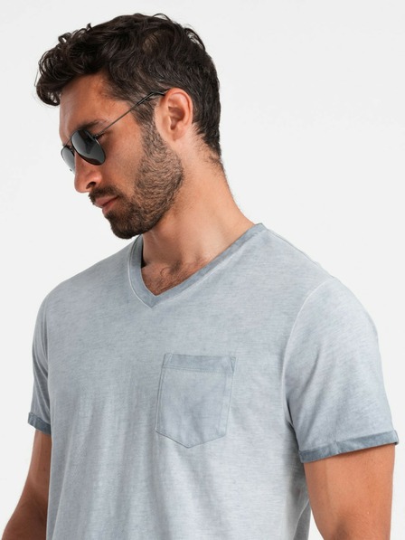 Ombre Clothing Ombre Clothing Šedé pánske prešívané tričko