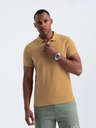 Ombre Clothing Horčicová pánska základná polokošeľa Ombre Clothing