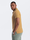 Ombre Clothing Horčicová pánska základná polokošeľa Ombre Clothing