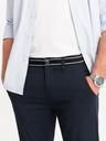 Ombre Clothing Tmavomodré pánske chino nohavice s ozdobným opaskom Ombre Clothing