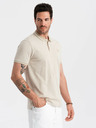 Ombre Clothing Béžové pánske pruhované polo tričko Ombre Clothing