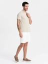 Ombre Clothing Béžové pánske pruhované polo tričko Ombre Clothing