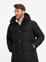 Ombre Clothing Pánska prešívaná dlhá bunda parka s odnímateľnou kapucňou Ombre Oblečenie